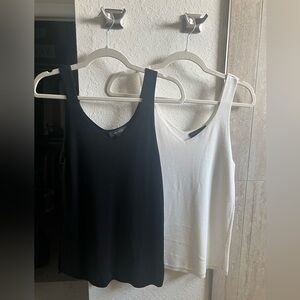 Dressy Black Top and White Top identical. Great for work and evening looks.